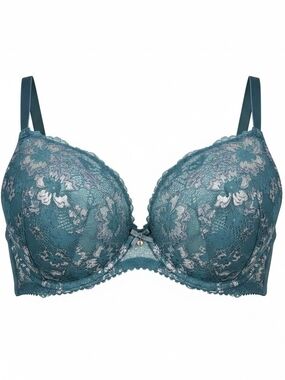 Victoria's Secret Teal Lace Underwire Bra with Floral Overlay
